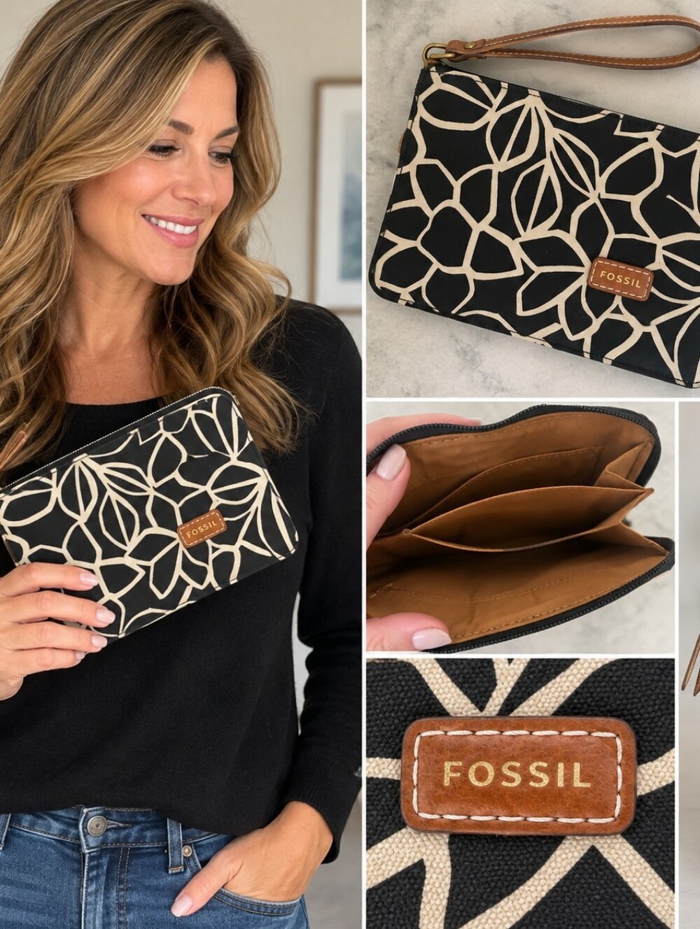 Fossil Floral Wristlet Clutch